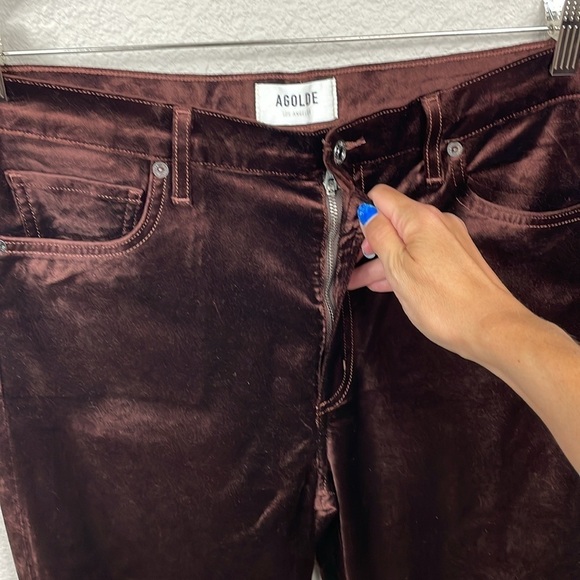 New Agolde Nico High Rise Slim Boot Pants in Chocolate Milk Velvet Sz 30 - Picture 6 of 14